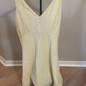 Abercrombie & Fitch Yellow and White Gingham Mini Dress sundress summer preppy
